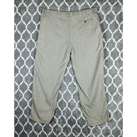 Tommy Bahama Linen Pants Men Size Large Brown Beige Drawstring Relaxed Fit - Picture 3 of 12